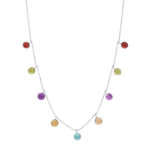 Rachel Koen Gemstones Chain Necklace 14K White Gold 18 inches